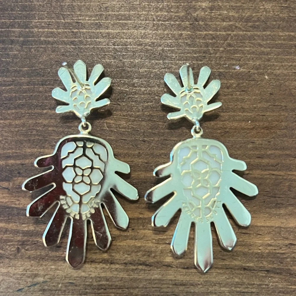 Kendra Scott Vintage Gold and Iridescent “Avant Garden” Earrings - Picture 5 of 10
